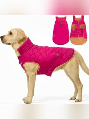 Dog Quilted Winter Coat - Watermelon Red